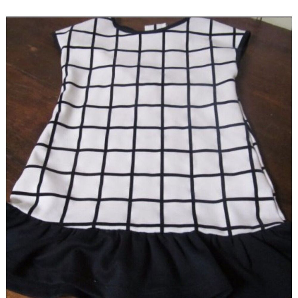 H&M Retro Geometric‎ Checkered Ruffled Peplum Dress to Tunic  BOUTIQUE 1.5Y 2Y